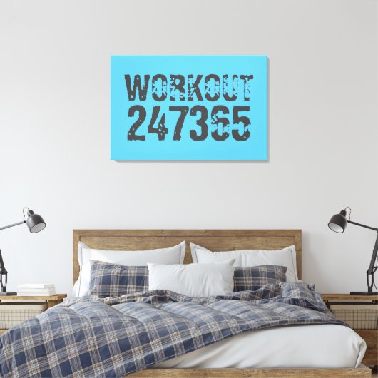 Worn out and scratched text Workout 247365 blue キャンバスプリント (インサイチュ (寝室))