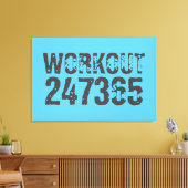 Worn out and scratched text Workout 247365 blue キャンバスプリント (インサイチュ (リビング))