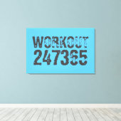 Worn out and scratched text Workout 247365 blue キャンバスプリント (インサイチュ (ウッドフロア))