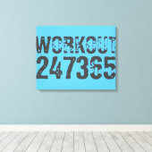 Worn out and scratched text Workout 247365 blue キャンバスプリント (インサイチュ (ウッドフロア))