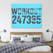Worn out and scratched text Workout 247365 blue キャンバスプリント (インサイチュ (寝室))