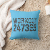 Worn out and scratched text Workout 247365 blue クッション (ブランケット)