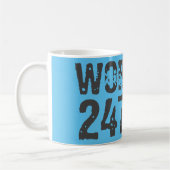 Worn out and scratched text Workout 247365 blue コーヒーマグカップ (左)
