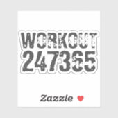 Worn out and scratched text Workout 247365 blue シール (シート)