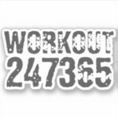 Worn out and scratched text Workout 247365 blue シール (正面)