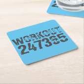 Worn out and scratched text Workout 247365 blue スクエアペーパーコースター (アングル)