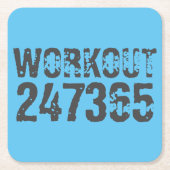 Worn out and scratched text Workout 247365 blue スクエアペーパーコースター (正面)