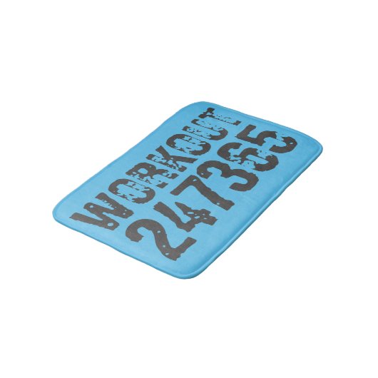 Worn out and scratched text Workout 247365 blue バスマット (アングル)