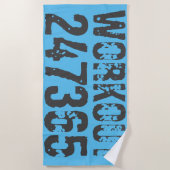 Worn out and scratched text Workout 247365 blue ビーチタオル (正面)