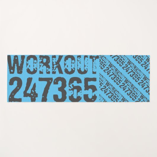 Worn out and scratched text Workout 247365 blue ヨガマット (正面(横))
