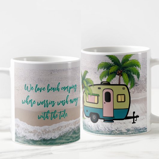 Worries Wash Away Beach Camping  コーヒーマグカップ