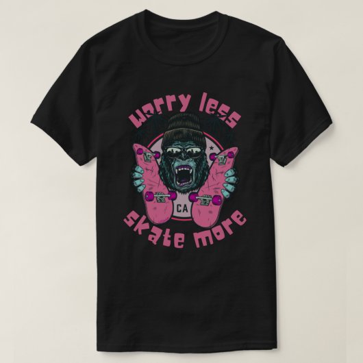 WORRY LESS SKATE MORE GORILLA edition Tシャツ (デザイン正面)