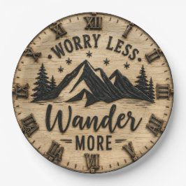 Worry Less Wander More Rustic Mountain Cabin ペーパープレート