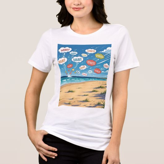 Worry Stress Doubt The Beach Side Is My Therapy  トライブレンドＴシャツ (正面)