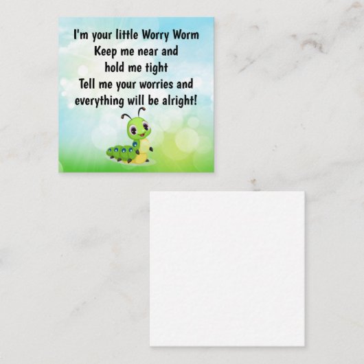 Worry Worm詩文カード挿入 スクエア名刺 (正面/裏面)
