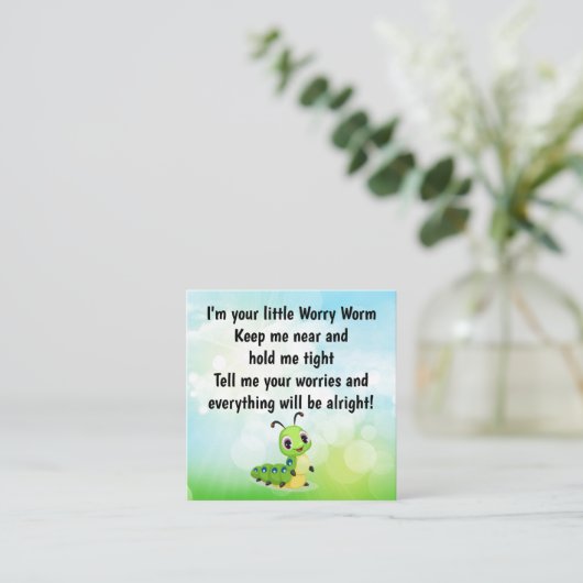 Worry Worm詩文カード挿入 スクエア名刺 (スタンド正面)