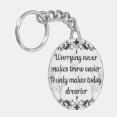 Worrying Never Makes Tomorrow Easier Inspirational キーホルダー (正面左)