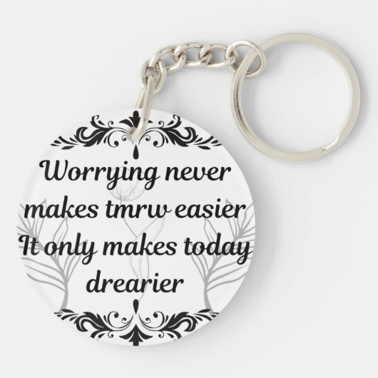 Worrying Never Makes Tomorrow Easier Inspirational キーホルダー (裏面)