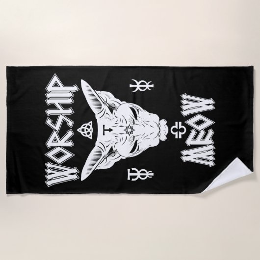 Worship Meow ビーチタオル (正面)