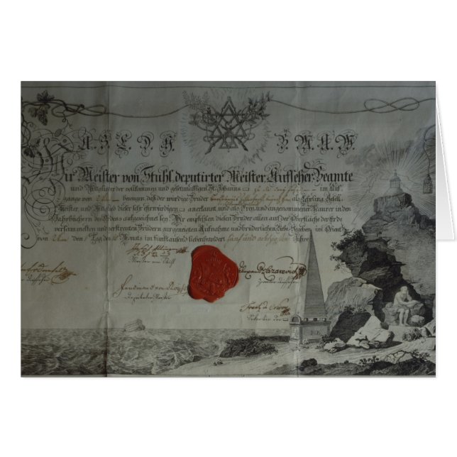 Worshipfulマスターによって出される証明書 (正面横)