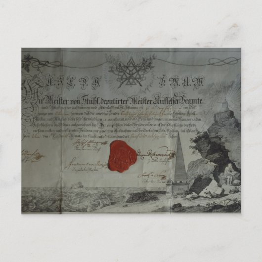 Worshipfulマスターによって出される証明書 ポストカード (正面)