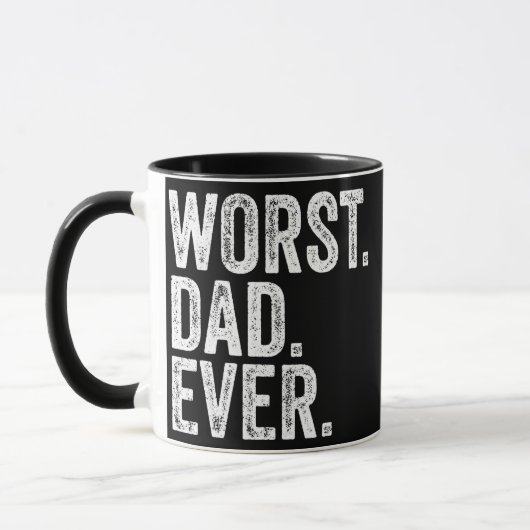 Worst Dad Ever Funny Father's Day Distressed マグカップ (左)