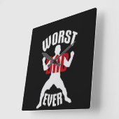 Worst Dad Ever Funny Sarcastic Father's Day Joke スクエア壁時計 (傾斜)