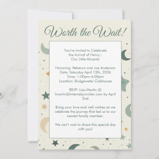 Worth The Wait Adoption Baby Shower Invitation 招待状 (正面)