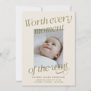 Worth The Wait Cream Photo Modern Birth 案内状