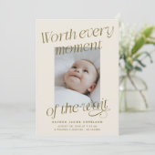 Worth The Wait Cream Photo Modern Birth 案内状 (スタンド正面)