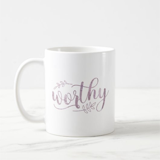 Worthy Boho Calligraphy コーヒーマグカップ (左)