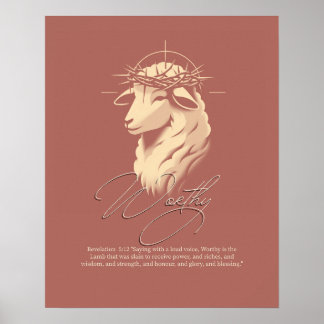 Worthy, Christian faith Scripture wall art  ポスター