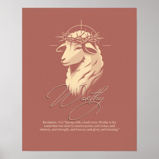Worthy, Christian faith Scripture wall art  ポスター (正面)