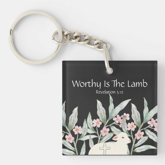 Worthy Is The Lamb Double-Sided Square Keychain キーホルダー (正面)