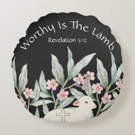 Worthy Is The Lamb Round Throw Pillow ラウンドクッション