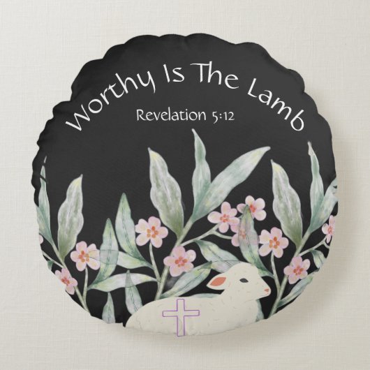 Worthy Is The Lamb Round Throw Pillow ラウンドクッション (正面)