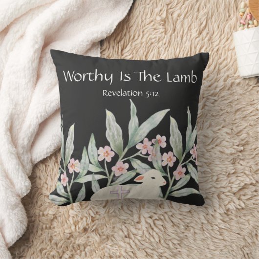 Worthy Is The Lamb Square Throw Pillow クッション (ブランケット)
