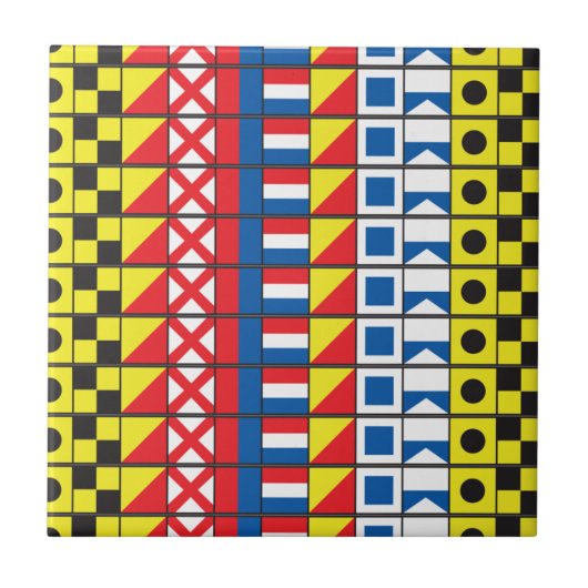 Worthy_Signal Flags pattern_I Love to sail タイル (正面)