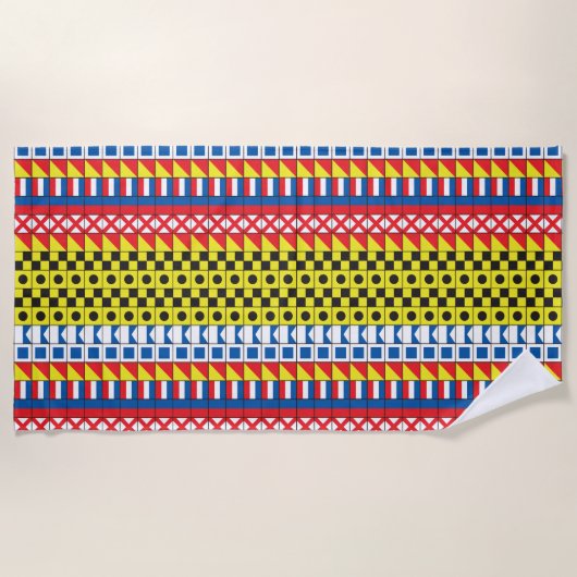 Worthy_Signal Flags pattern_I Love to sail ビーチタオル (正面)