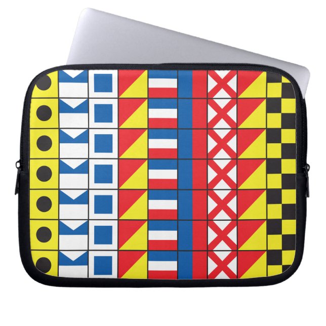 Worthy_Signal Flags pattern_I Love to sail ラップトップスリーブ (正面)