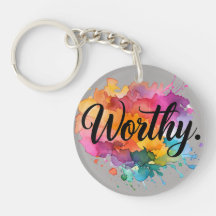 Worthy Square やる気を起こさせる Water Color Keychain