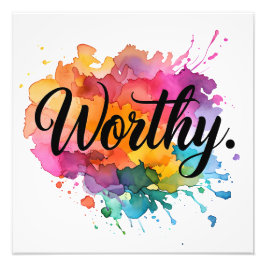 Worthy Square やる気を起こさせる Water Color Poster 16x16 フォトプリント