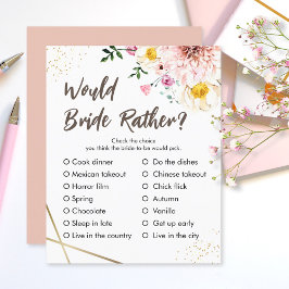 Would Bride Rather | ピンクのブライダルシャワーゲーム