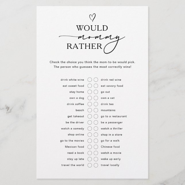 Would Mommy Rather Baby Game (正面)