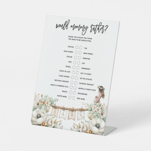 Would Mommy Rather? Baby Shower Game 台座サイン (正面)