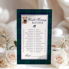 Would Mommy Rather Teddy Bear Navy Plaid game