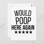 Would Poop Here Again FunnCustom-Cut Vinyl Sticker ポストカード (正面/裏面)