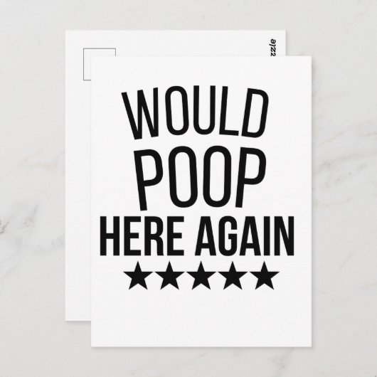 Would Poop Here Again FunnCustom-Cut Vinyl Sticker ポストカード (正面/裏面)