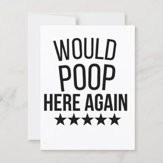 Would Poop Here Again FunnCustom-Cut Vinyl Sticker ポストカード
