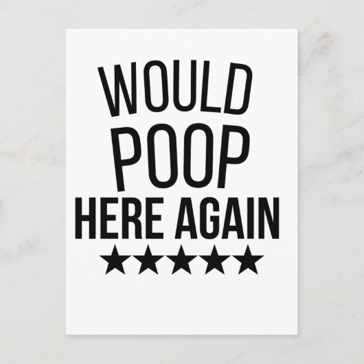 Would Poop Here Again FunnCustom-Cut Vinyl Sticker ポストカード (正面)